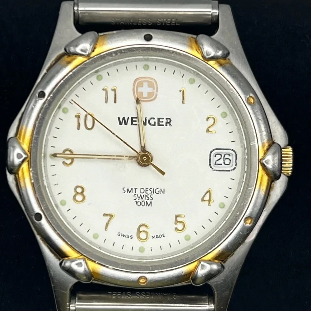 Wenger Vintage 2000 Swiss Army SMT Design Silver Gold tones Unisex Watch Working